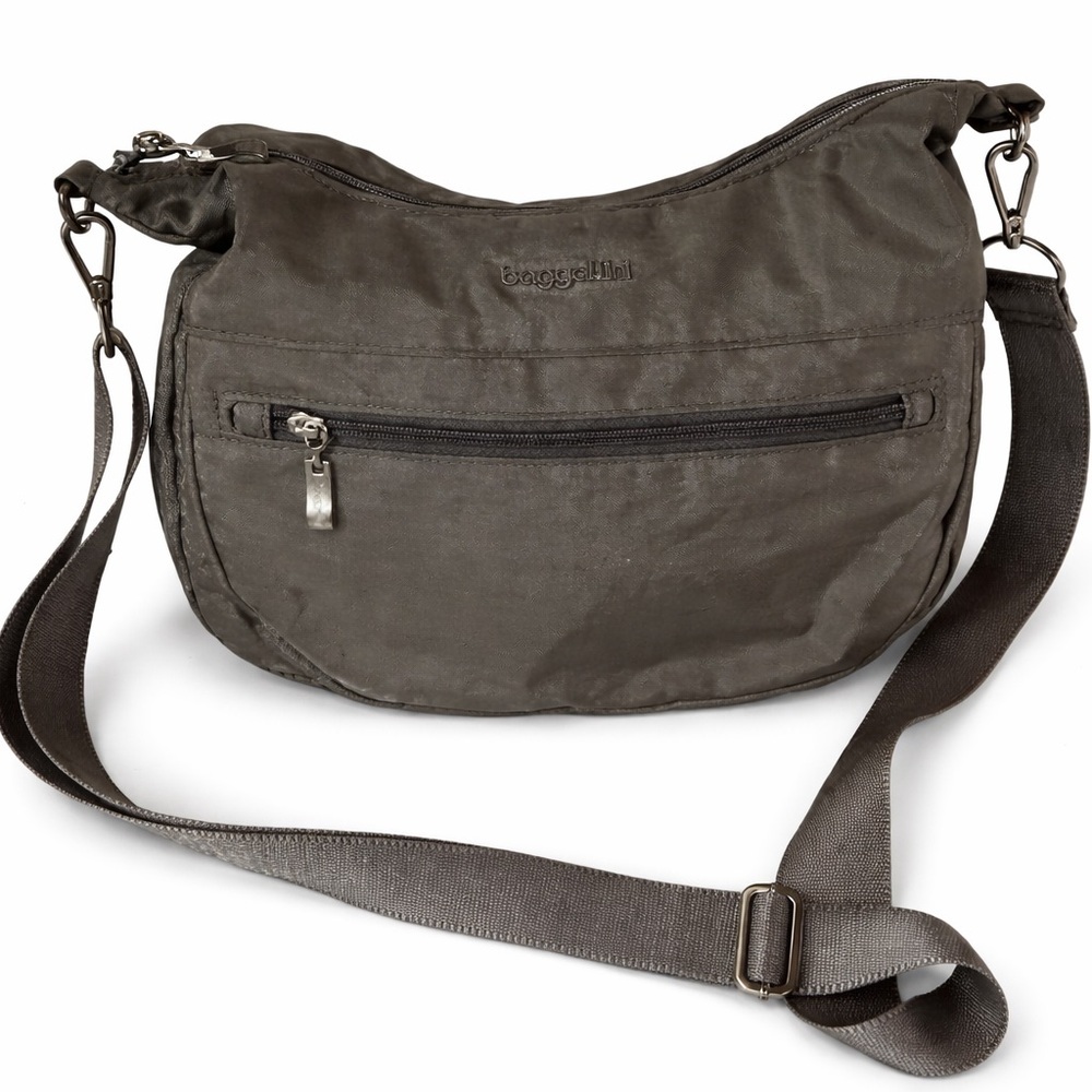 Baggallini Gray Nylon Crossbody Bag Adjustable Strap Travel Everyday bag